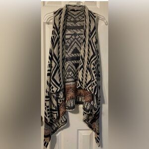 Xhilaration Geometric Draped Vest - Black, White, Brown